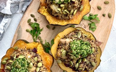 Vegan Apple and Sage Stuffed Acorn Squash